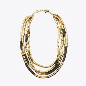 Gold and Black Multi-Strand Statement Necklace